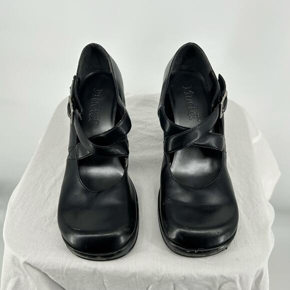 VTG 90s y2k Women's Black MUDD Joby Strappy Criss Cross Mary Jane Heels Sz 7.5 - Picture 3 of 8